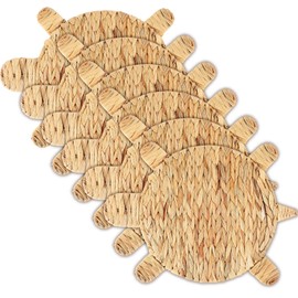 Gandeer Set of 6 Turtle Woven Placemats Water Hyacinth Nautical Placemats Large Wicker Rattan Chargers for Dining Table, Farmhouse Boho Weave Plates Chargers Coastal Beach Theme House Table Decor