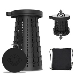 VIVETERA Upgraded Collapsible Stool with Max Load Capacity 330lbs Portable Telescoping & Folding Design Retractable Seat for Camping, Gardening, Fishing & Outdoor Adventures​ (Black)