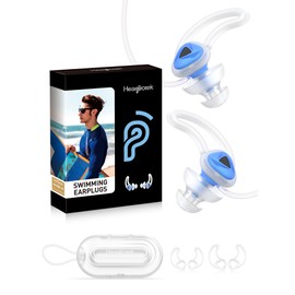 Hearprotek Swimmer Ear Plugs, 1 Pair Custom-fit Water Protection Adult Swimming Earplugs for Swimmers Surfer, Universal-fit with Lanyard, Perfect for Swimming,Surfing, Other Water Activities Blue