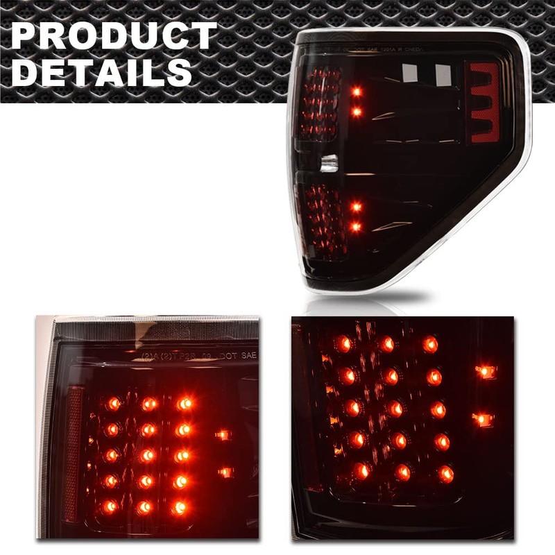 CNNELL LED Tail Lights Assembly Rear lights Compatible with Ford