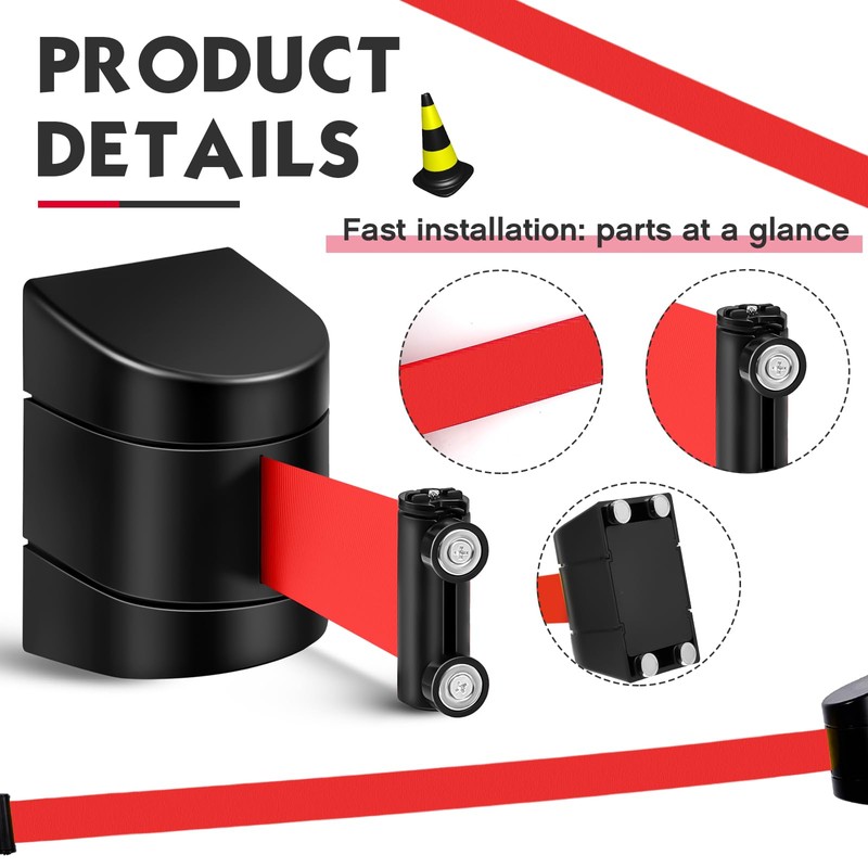 Landical 4 Pack 16.4 ft Magnetic Wall Mount Retractable Belt