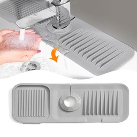 Faucet Guard & Draining Mat,Faucet Mat for Kitchen Sink,Tidy Splash Faucet Guard & Draining Mat,Sink Faucet Mat Splash Guard,Silicone Sink Mat,Draining Mat for Kitchen Sink,17.7"x5.5"(Grey)