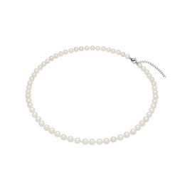 Rafaela Donata Women's Pearl Necklace with Shell Pearl 6 mm White Rhodium-Plated 925 Sterling Silver, Silver, No Gemstone