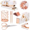 Rose Gold Marble Desk Accessories, Office Supplies Set Stapler Staple