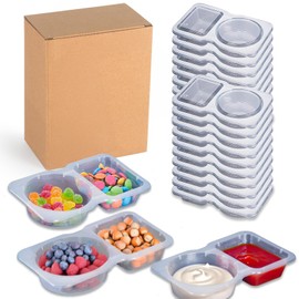 Tuocal 20 Sets Reusable Snack Containers, Snack Pots with Lids, Double Compartment Snack Containers, Portable Sauce Container Small Condiment Container