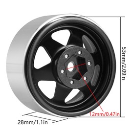 INJORA 1.9 Beadlock Rim Offset -8.9 mm Metal Deep Dish Hub for 1/10 RC Crawler Car TRX4 Axial SCX10 90046 UTB18, Black
