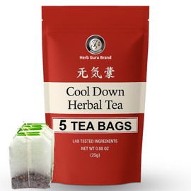 Herb Guru Cool Down Herbal Tea Bags – Herbal Heat Relief, Supports Inflammatory Response & Mood Balance with Isatis, Chrysanthemum, Honeysuckle & Licorice Root – Caffeine Free Tea, 0.88 Ounces