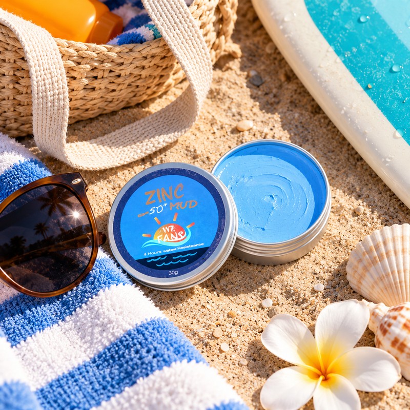 Colorful Zinc Sunscreen Mud for Surfing & Beach Days –