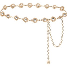 Eksesriy Rhinestone Chain Belt for Women Crystal Waist Belt for Dress Gold