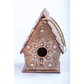 FAIR TRADE UNIQUE HAND CARVED WOODEN BIRD HOUSE NESTING BOX