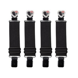 GARGOYLE BELLS Adjustable Boot Clips for Motorcycle Riding, Black Boot Straps Elastic Pant Keeper for Men & Women (Black/Chrome Heart, 2 Pairs/4Pcs)