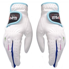 PGM - Guantes de Golf para niños y niñas, Guantes de Microfibra sintética para Mano Izquierda y Derecha, 1 par, Color Blanco y Rosa, Blanco, X-Large (#17)