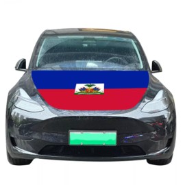 JH Haiti Flag Car Hood Cover Universal Size Elastic Polyester Haitian Patriot 4x5ft
