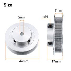 sourcing map 4Pcs GT-2 Pulley Synchronous Wheel 60 Teeth 5mm Bore, Fit with 6mm Width Belt, Aluminum Alloy Timing Pulley Wheel for 3D Printer, CNC Machine
