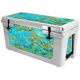 MightySkins (Cooler Not Included) Skin Compatible with RTIC 65 Cooler (2017 Model) - Teal Marble | Protective, Durable, and Unique Vinyl Decal wrap Cover | Easy to Apply | Made in The USA