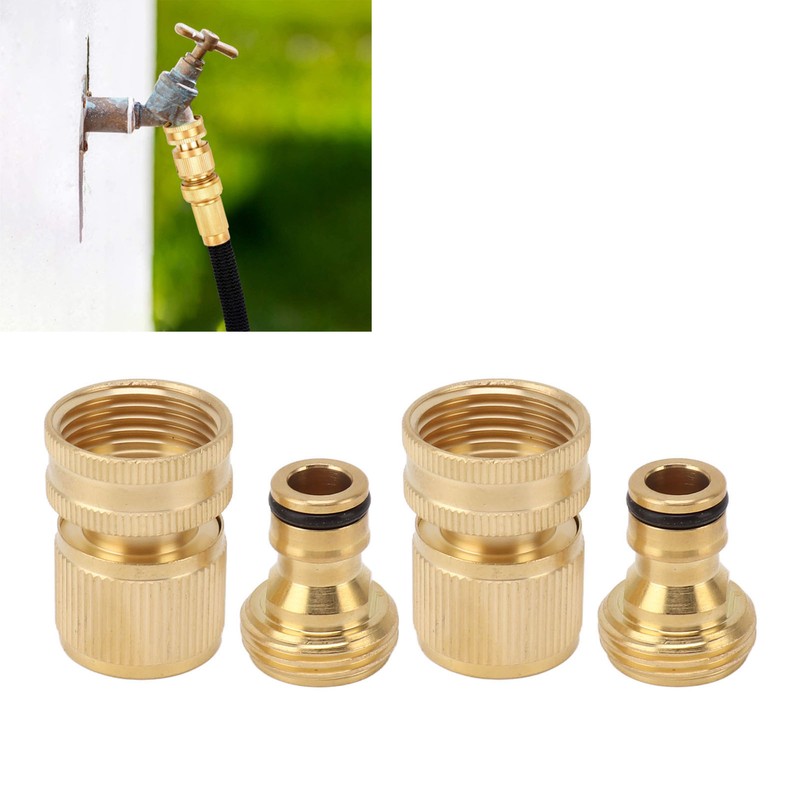 2PCS Water Hose Quick Connector Brass 3/4 Inch Male and