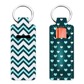 FREEBLOSS 2Pcs Chapstick Holder Keychain Lip Balm Holder Keychain Lightweight Lipstick Sleeve Pouch with Ripple Pattern for Women Girls 1.5x3.8''