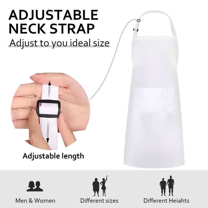 White Apron Set, 2 Pack Adjustable Cooking Apron, Ladies Men