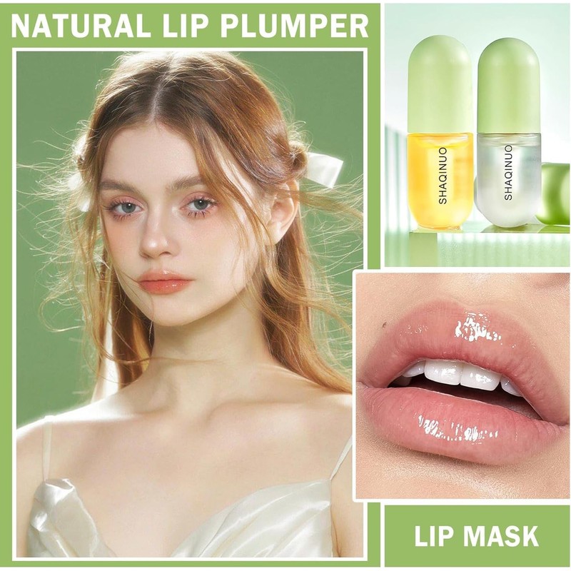 Lip Plumper, 2PCS De Suero Natural Para El Cuidado Brillo