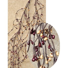 Pip Wrap Garland Burgundy & Old Gold Berries Country Primitive Floral Decor