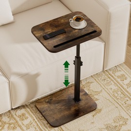 promitop 360° Swivel Sofa Side Table for Couch - Set of 2 - Adjustable Height Laptop Table for Work, TV Trays Table for Snacks Reading fits Bed Chair with Phone & Tablet Slot