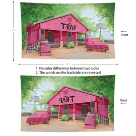 ZKflager Trap Flag Pink House Meme Flag Banner 3x5 Ft Cool Wall Flags for College Dorm Room Guys Girls Man Cave Frat Bedroom