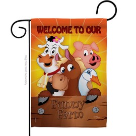 Breeze Decor - Funny Farm Nature - Everyday Farm Animals Impressions Decorative Vertical Garden Flag 13" x 18.5" Printed In USA