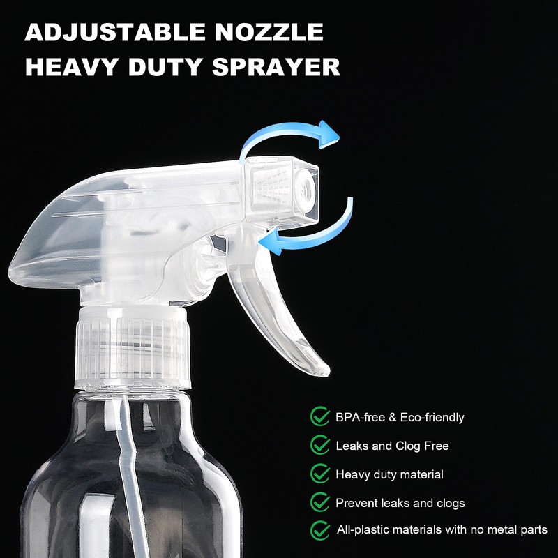 Hethyo Spray Bottles Plastic Spray Bottle for Hair Mist/Stream Heavy