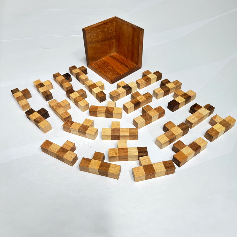 3D Cube Wooden Puzzle, brain-teaser IQ games