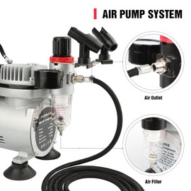 FORNAX Professional Airbrush Kit with Compressor, 0.4 HP Air Compressor for Model Painting with 6 Ft Hose,Cleaning Brushes, and Test Paints for Hobby, Body Tattoo, Model Painting, Automotive Graphic