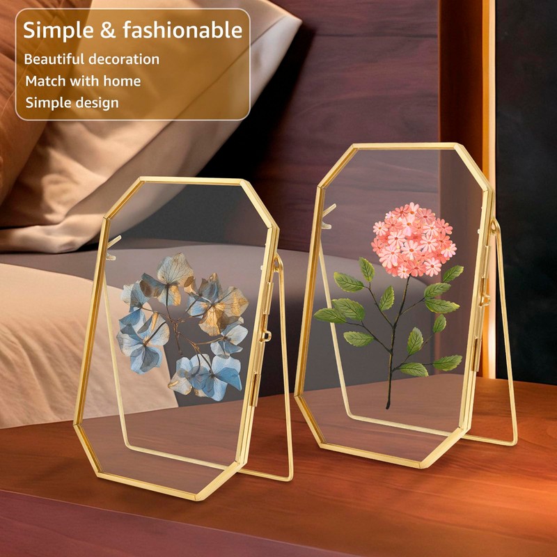 2 Pcs Glass Pressed Flower Frame Elegant Floating Picture Frame
