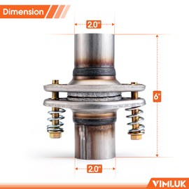 VIMLUK 2.0"x6" Exhaust Flex Spring Flanges 409 Stainless Steel, Spring Flex Technology for Vibration Absorption & Heat Resistance - Universal Fit Car/Truck/SUV Aftermarket (VK-2006)