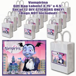 VAMPIRINA Stickers Party Favors Supplies Decorations Gift Bag Label Stickers ONLY 3.75" x 4.75" -12 pcs Vamprina Hauntley Gregoria Oxana Boris Creepy Caroline Poppy Peepleson Nanpire Grandpop