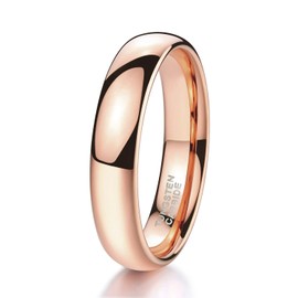 4mm Rose Gold Tungsten Wedding Band for Women High Polished Engagement Ring Comfort Fit 9