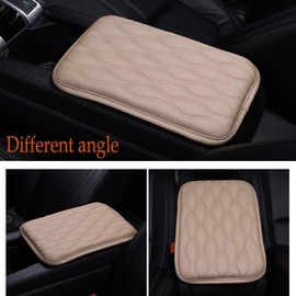 EGBANG Auto Center Console Cover, Console Cover Armrest Pads, PU Leather Car Armrest Seat Box Pad Cushion Protector Universal Fit (Beige)