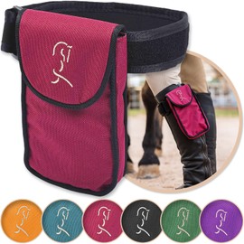 Woofhoof Equestrian Cell Phone Holder, XL Burgundy On The Calf/Leg Band Holster - Perfect Horse Accessories, Universal Fit, Padded Strap, Magnetic Closure, Made of Durable Nylon, Machine Washable