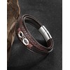 Edulex Mens Cuff Infinity Bracelet - Silver Stainless Steel Black