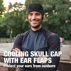 MELASA Mesh Cooling Skull Cap Helmet Liner with Ears Flaps, Breathble Cycling Running Hat Bike Cap, Fits Under Helmets