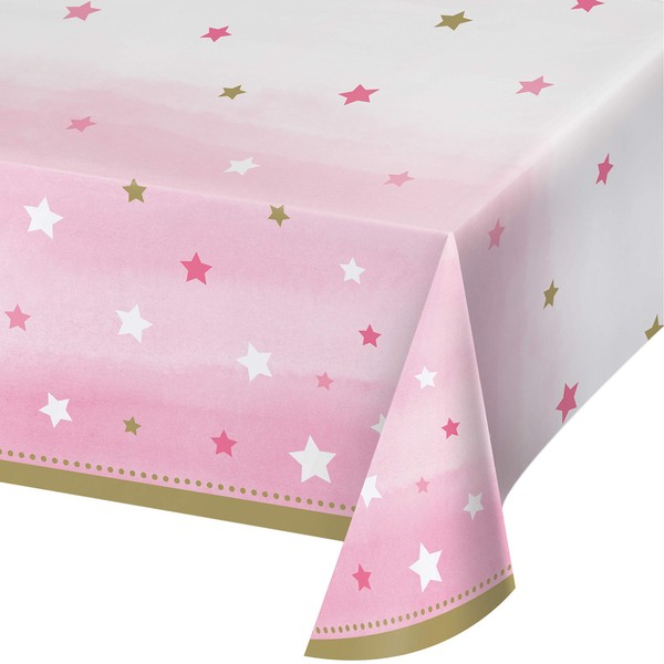 Creative Converting One Little Star Girl Plastic Tablecloths, 3 ct