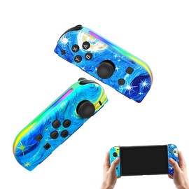 Controles Switch JUASIUL - Mando RGB con Retroiluminación LED para Switch OLED y Lite, Joystick con Turbo T-Key, Gyro 6 Ejes y Función de Despertar, Ideal para Gamers y Fans de Videojuegos