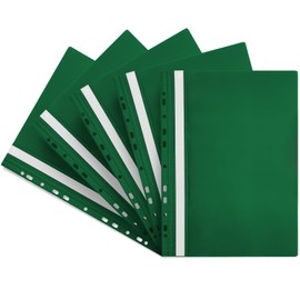 Netuno 5X File Folders Green (Punched) A4 Plastic School File Folder with Labelling Strips Plastic Folders Coloured for School Office A4