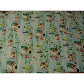 Henry Glass & Co. New Winter Children Building Snowman Scenic 100% Cotton Fabric by the 1/2 Yard