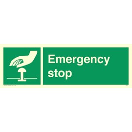 Viking Signs SM410-L31-PV"Emergency Stop" Sign, Photoluminescent Sticker, 100 mm H x 300 mm W