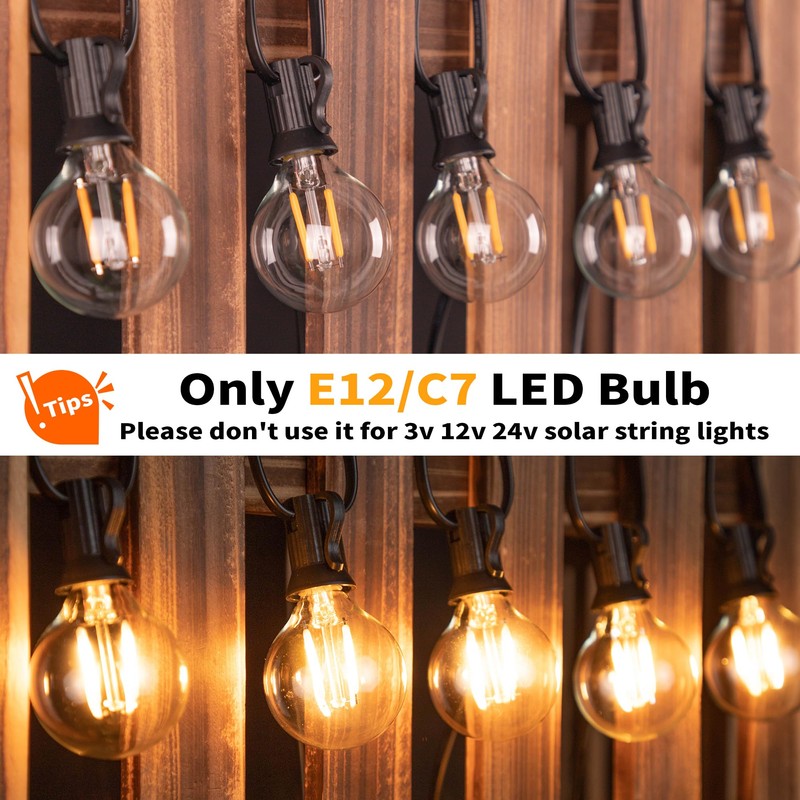 25Pack G40 Clear Glass Led Replacement Bulbs, 1.5W Equivalent 15W,