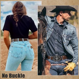 SANSTHS Western Leather Belt Strap for Men, Cowboy Belts without Buckle Cowgirl Western Strap Belt for Jeans Christmas Belts, Coffee/Leaf