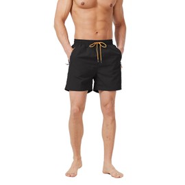 Bulobulo Swimming Trunks with Zip Pocket Men's Quick-Drying, black, M