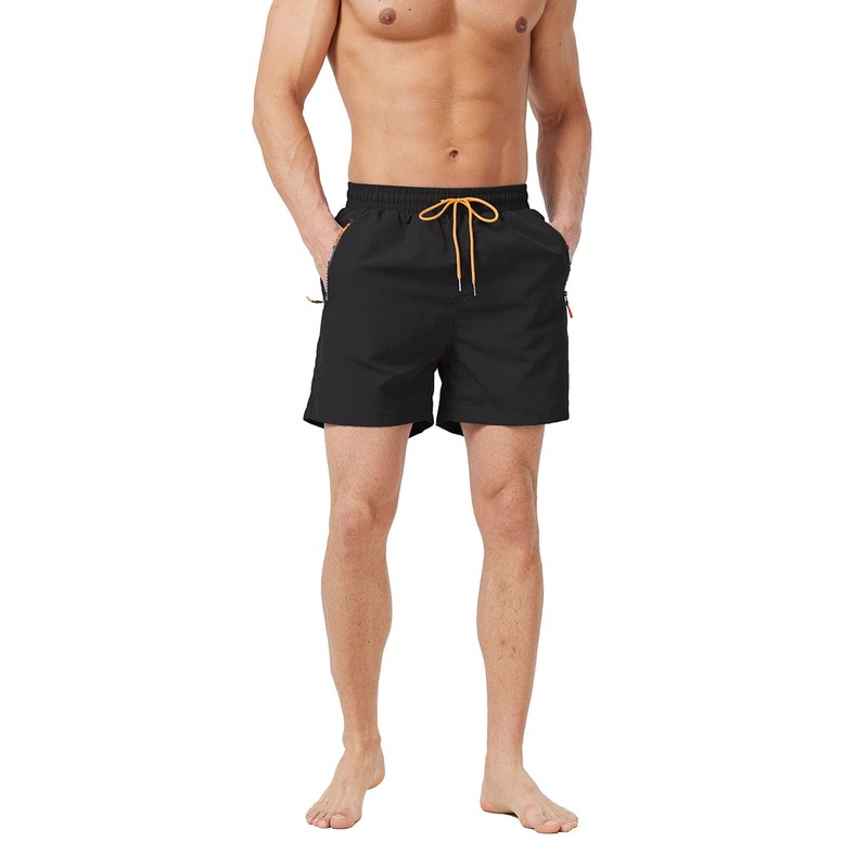 Bulobulo Swimming Trunks with Zip Pocket Men's Quick-Drying, black, M