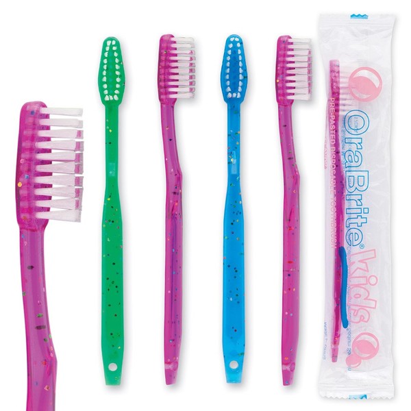 SmileMakers OraBrite Pre-Teen Pre-Pasted Disposable Sparkle Toothbrush - 144 per Pack