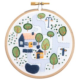Hawthorn Handmade Village Cottage Mini Embroidery Kit - Embroidery Kit for Beginners, with Embroidery Fabric, Cotton Thread, Embroidery Hoop, Embroidery Needle & Instructions - DIY Crafts for Adults