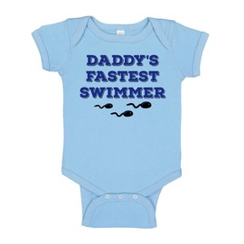 TATY Kids Daddy's Fastest Swimmer Baby Infant One Piece Bodysuit Newborn Light Blue